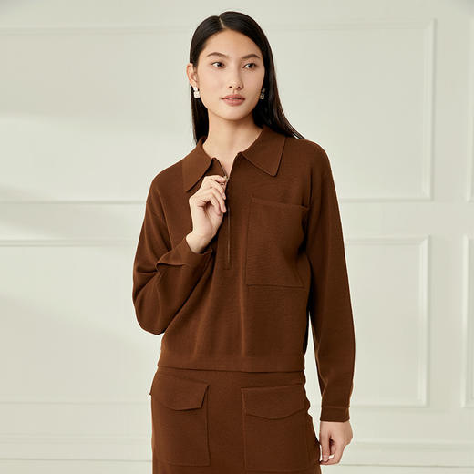 EITIE爱特爱秋冬新款时尚百搭显瘦修身保暖针织衫上衣女6701405 商品图3