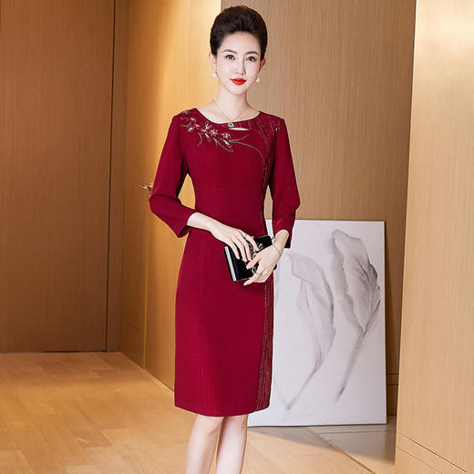 LC-2287秋冬优雅高贵喜婆婆婚宴礼服丈母娘结婚礼服连衣裙 商品图1