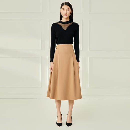 EITIE爱特爱春季新款时尚百搭通勤显瘦垂感伞裙A字半身裙女裙A2206905 商品图8