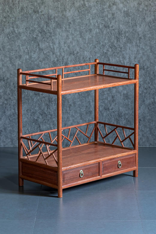 红桥红  家具严选  缅甸花梨(大果紫檀）  【72 冰裂纹 茶水架】 商品图6