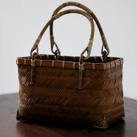 工艺美术大师吕成手提篮A款 传统编织手工竹篮 简约素雅茶篮竹编（预售10天内发货）