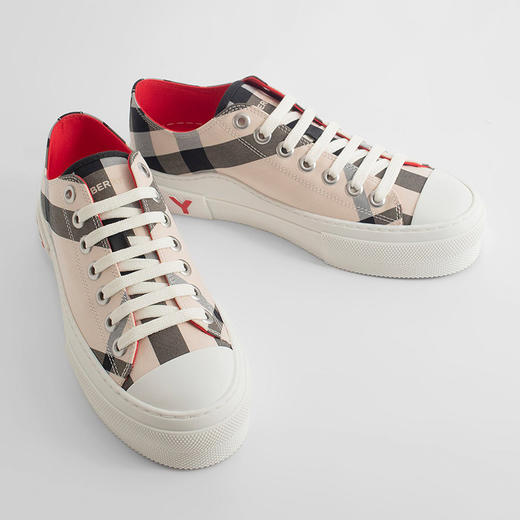 BURBERRY 巴宝莉 女士棉质格纹字母徽标休闲运动鞋 格子 8052565 A8795 商品图3