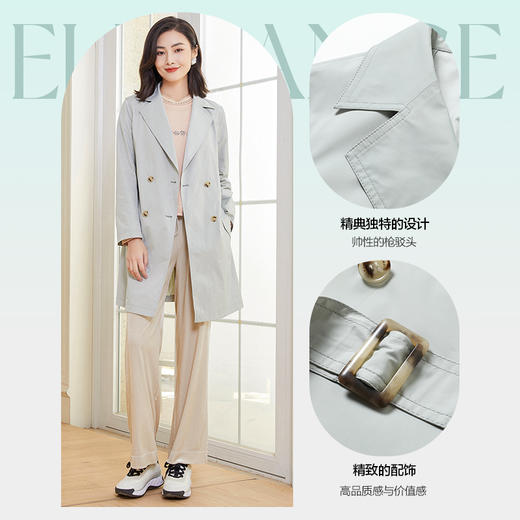 乔万尼风衣外套女新款小个子女春季韩版宽松收腰EF3A837 商品图3