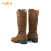 【春节不打烊】Safiya/索菲娅 西部牛仔靴2022冬季新款复古尖头粗跟长靴显瘦长筒靴女 SF24117147 商品缩略图7