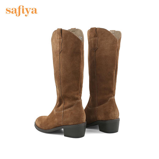 【春节不打烊】Safiya/索菲娅 西部牛仔靴2022冬季新款复古尖头粗跟长靴显瘦长筒靴女 SF24117147 商品图7