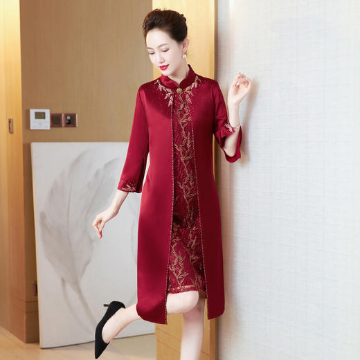 LC-2295结婚礼服春秋高贵优雅喜婆婆婚宴礼服假两件连衣裙 商品图2