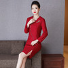 LC-6310冬装新款礼服改良旗袍修身毛呢喜婆婆婚宴高贵连衣裙 商品缩略图3