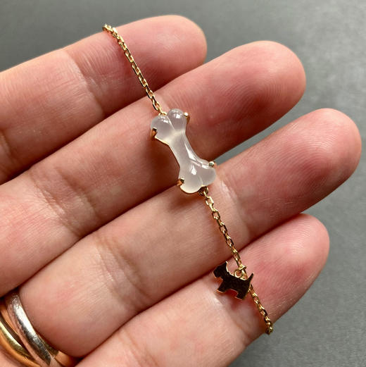 冰种翡翠狗狗手链18k黄金钻石镶嵌 商品图7