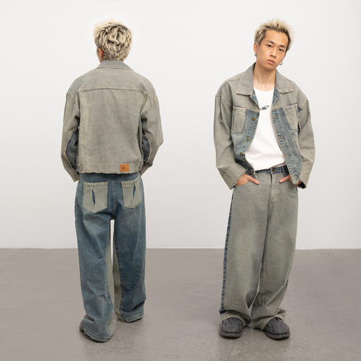 CryingCenter 怀旧洗水毛边复古牛仔反穿外套 哭喊中心 商品图2
