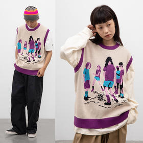 CryingCenter 谁把毛线踢了一地米白玫紫针织毛衣马甲 哭喊中心