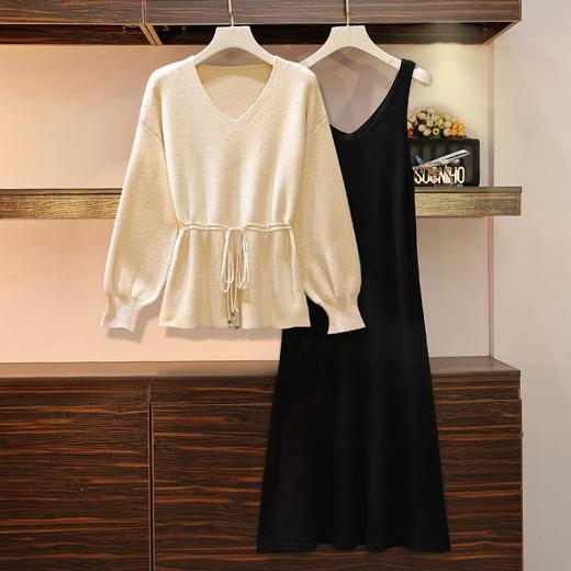 黛唯梵套装大码女装秋冬新款针织毛衣胖妹妹显瘦洋气两件套装连衣裙 商品图1