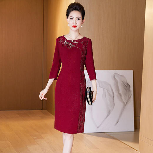 LC-2287秋冬优雅高贵喜婆婆婚宴礼服丈母娘结婚礼服连衣裙 商品图0