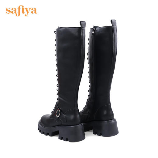 【春节不打烊】Safiya/索菲娅 长靴2022年冬季新款炸街圆头帅气绑带舒适厚底长筒靴女 SF24117133 商品图7