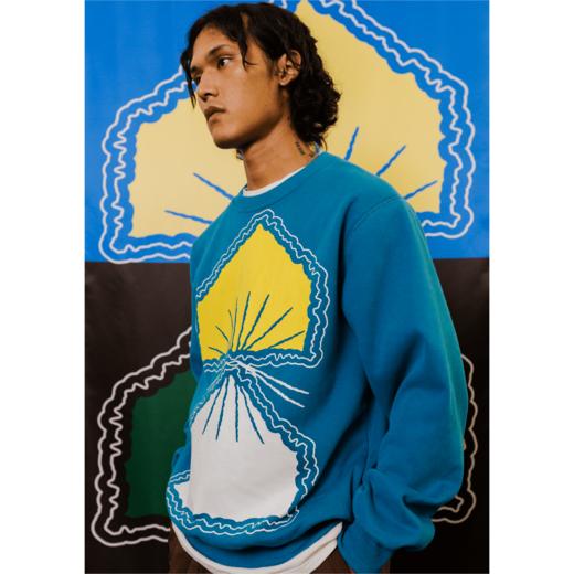 CryingCenter 泪屋系列 房与屋中庭烟花湖蓝色圆领加绒卫衣软糯 商品图1