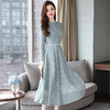 黛唯梵女装蕾丝连衣裙秋冬纯色仙女裙时尚气质裙子韩版修身收腰打底长裙 商品缩略图3