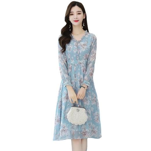 黛唯梵碎花雪纺连衣裙子女装秋季2022年新款长袖遮肉小个子气质优雅时尚 商品图4