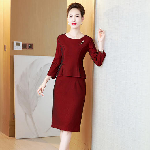 LC-2297秋冬婚宴高贵喜婆婆礼服气质丈母娘改良旗袍礼服连衣裙 商品图4