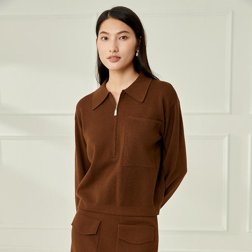 EITIE爱特爱秋冬新款时尚百搭显瘦修身保暖针织衫上衣女6701405 商品图2