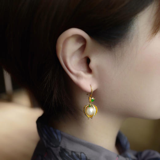 龢盒原创 18k金镶姑娘果系列耳饰 耳环 耳线 商品图4