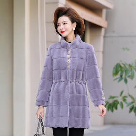 YCE A717-518 妈妈秋装贵妃水貂绒外套中长款50岁中老年女秋冬装大码仿皮草大衣