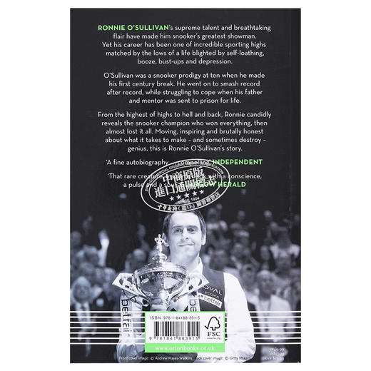 预售 【中商原版】罗尼·奥沙利文自传 英文原版 The Autobiography of Ronnie O'Sullivan 商品图1