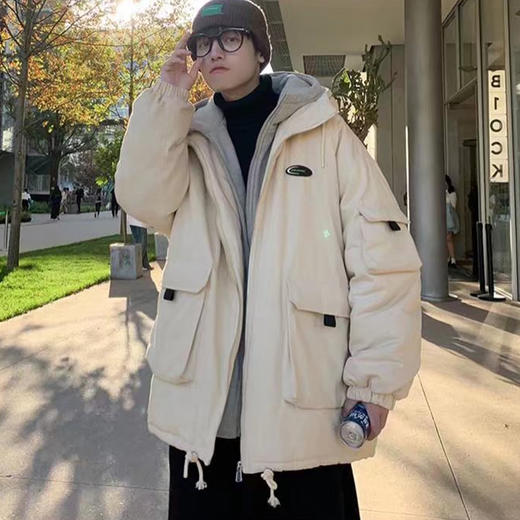 假两件工装棉衣男生冬季加厚连帽棉袄面包服宽松棉服外套jdt06 商品图1