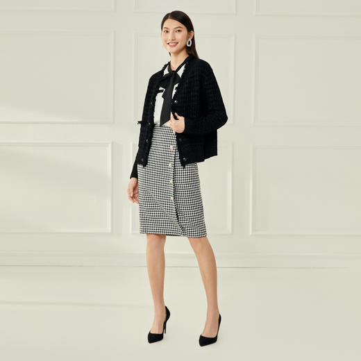 EITIE爱特爱秋冬新款洋气时髦格纹高腰包臀半身裙女裙半裙6706410 商品图1