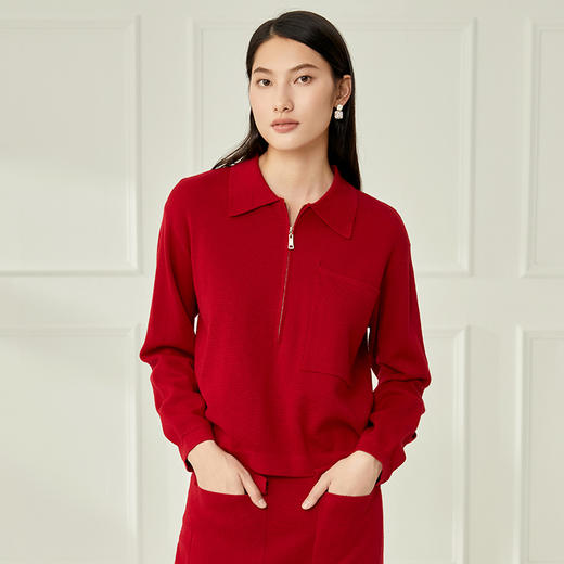 EITIE爱特爱秋冬新款时尚百搭显瘦修身保暖针织衫上衣女6701405 商品图7