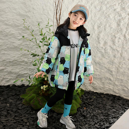 XBB-2229新款儿童羽绒服女童中长款韩版加厚中小童冬季卡通印花外套 商品图6