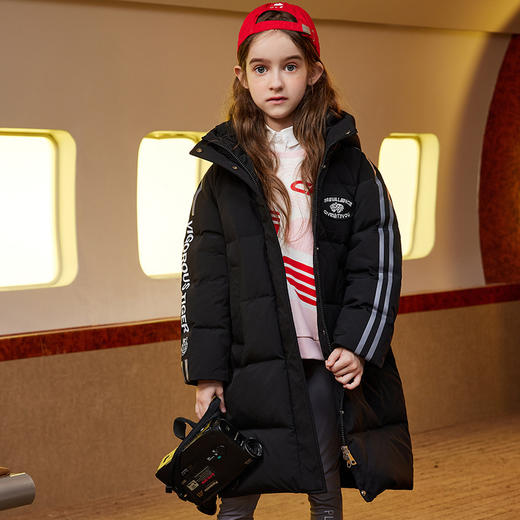 XBB-9565鸭鸭儿童羽绒服新款连帽男童女童中长款中大童加厚保暖冬季外套 商品图1