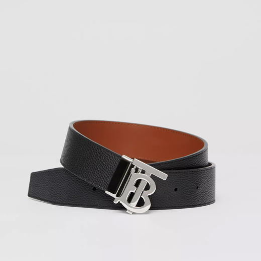 【一】BURBERRY 巴宝莉 男士双面两用 Monogram TB专属标识图案皮革腰带 黑色 8043247 A1189 商品图0