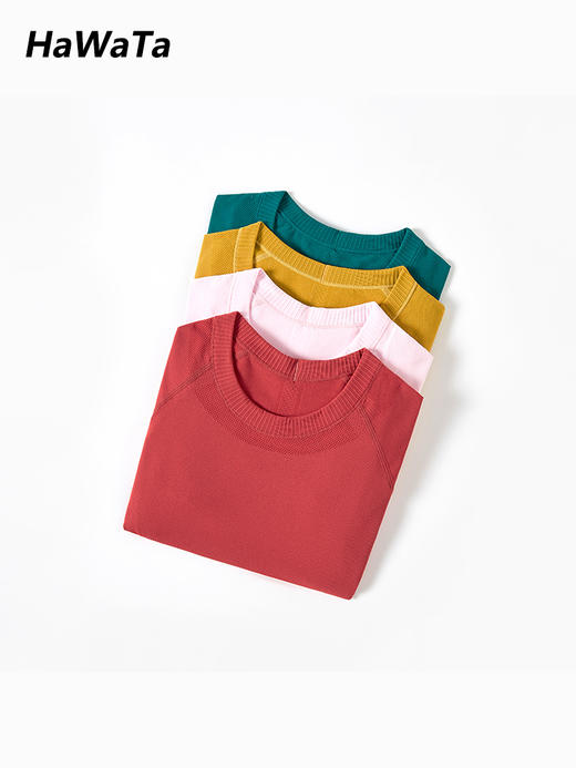 《双12满3送1 不退换》哈瓦塔新款瑜伽修身无缝短袖3.0 H320140 商品图6