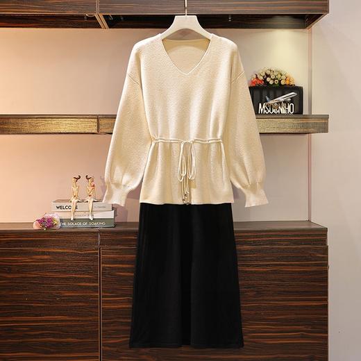 黛唯梵套装大码女装秋冬新款针织毛衣胖妹妹显瘦洋气两件套装连衣裙 商品图2