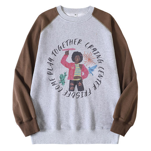 CryingCenter 在太阳下学习转飞盘趣味插画图案卫衣 哭喊中心 商品图4