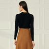 EITIE爱特爱网纱拼接黑色修身针织衫显瘦百搭打底基础秋新款C2201026 商品缩略图3