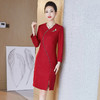 LC-6310冬装新款礼服改良旗袍修身毛呢喜婆婆婚宴高贵连衣裙 商品缩略图2