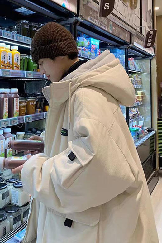 假两件工装棉衣男生冬季加厚连帽棉袄面包服宽松棉服外套jdt06 商品图5