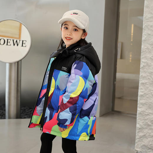 XBB-2229新款儿童羽绒服女童中长款韩版加厚中小童冬季卡通印花外套 商品图2