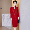 LC-6302新款婚礼礼服大码修身毛呢喜婆婆婚宴高贵长袖连衣裙冬 商品缩略图4