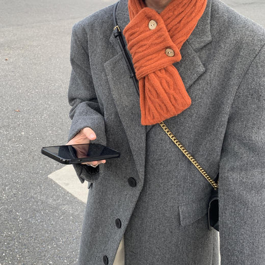 纯色小围巾女秋冬季韩版百搭ins风保暖护颈针织毛线围脖可爱少女 商品图1