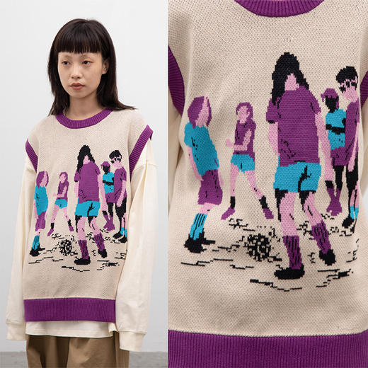 CryingCenter 谁把毛线踢了一地米白玫紫针织毛衣马甲 哭喊中心 商品图3