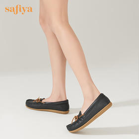Safiya/索菲娅 商场同款2022秋季新款豆豆鞋舒适软底一脚蹬蝴蝶结百搭浅口单鞋 SF23111087