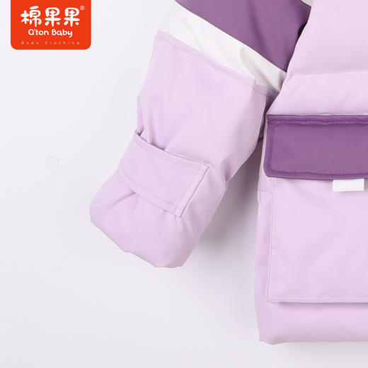 商场同款棉果果冬季男童女童工装外套连帽保暖抗冻拼色中长款羽绒服M422102922602 商品图4