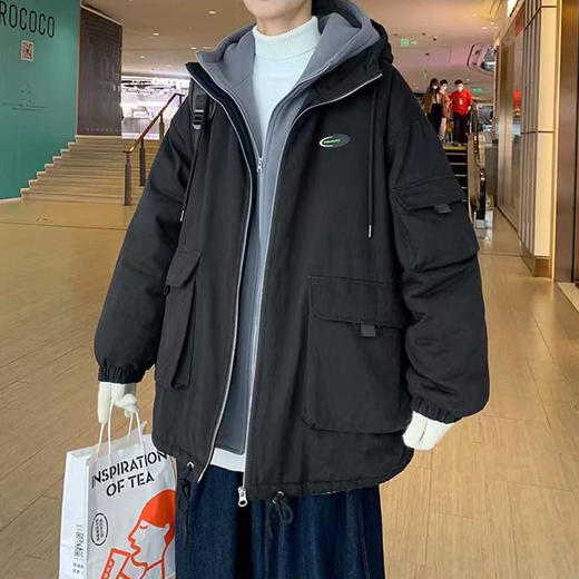 假两件工装棉衣男生冬季加厚连帽棉袄面包服宽松棉服外套jdt06 商品图2