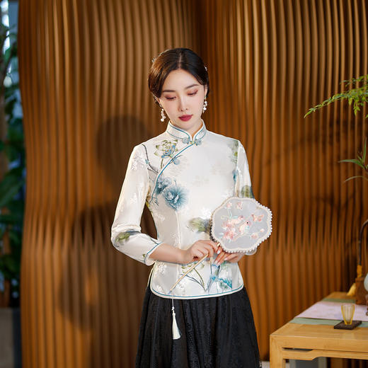秋冬新款，上下两件套小上衣植绒古风中国风复古日常改良旗袍XL-932 商品图7