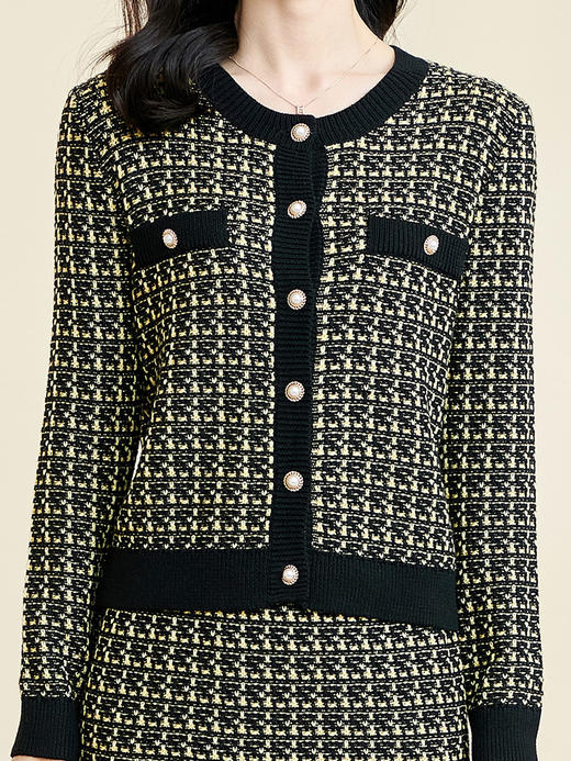 剩XL/XXL 米思阳2024秋季新款时尚气质套装修身针织开衫半身裙两件套女3528 商品图3