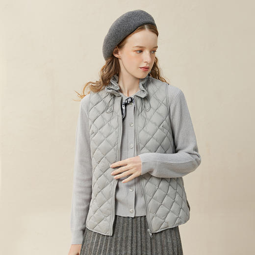 famecoco范可儿木耳花边轻薄羽绒马甲女小个子马夹内搭F228CR015 商品图3