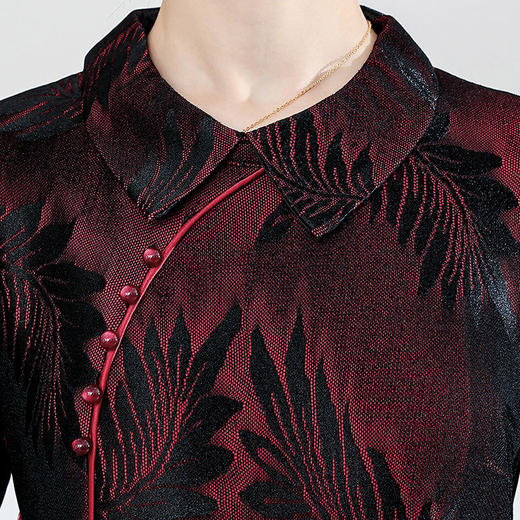 QYM JS2229-L印花长款复古优雅时尚连衣裙 商品图3