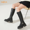 【春节不打烊】Safiya/索菲娅 长靴2022年冬季新款炸街圆头帅气绑带舒适厚底长筒靴女 SF24117133 商品缩略图3