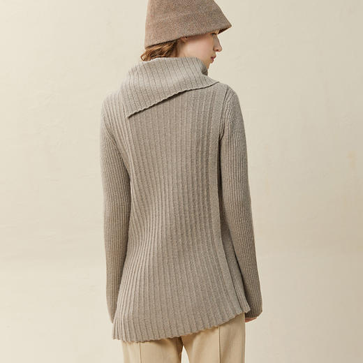 Famecoco范可儿坑条针织衫秋冬款小众原创设计围脖可拆毛衣F228DB010 商品图4